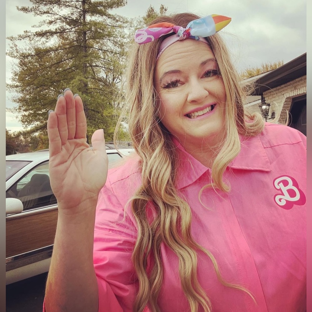 Barbie pink power jumpsuit